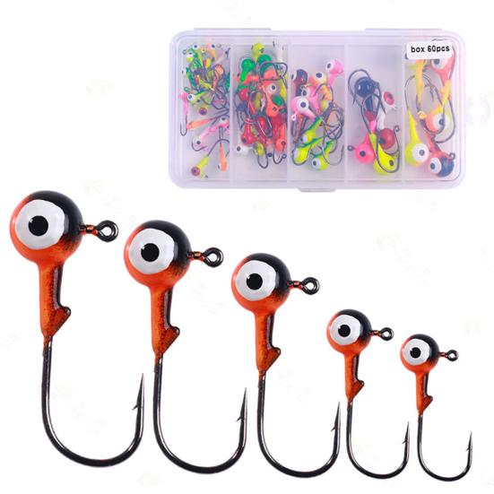 60/75Pcs Fishing Lure Hooks Kit Super Sharp Rustproof Corrosion Resistant Portable Freshwater Metal Hooks Fishing Jig Set