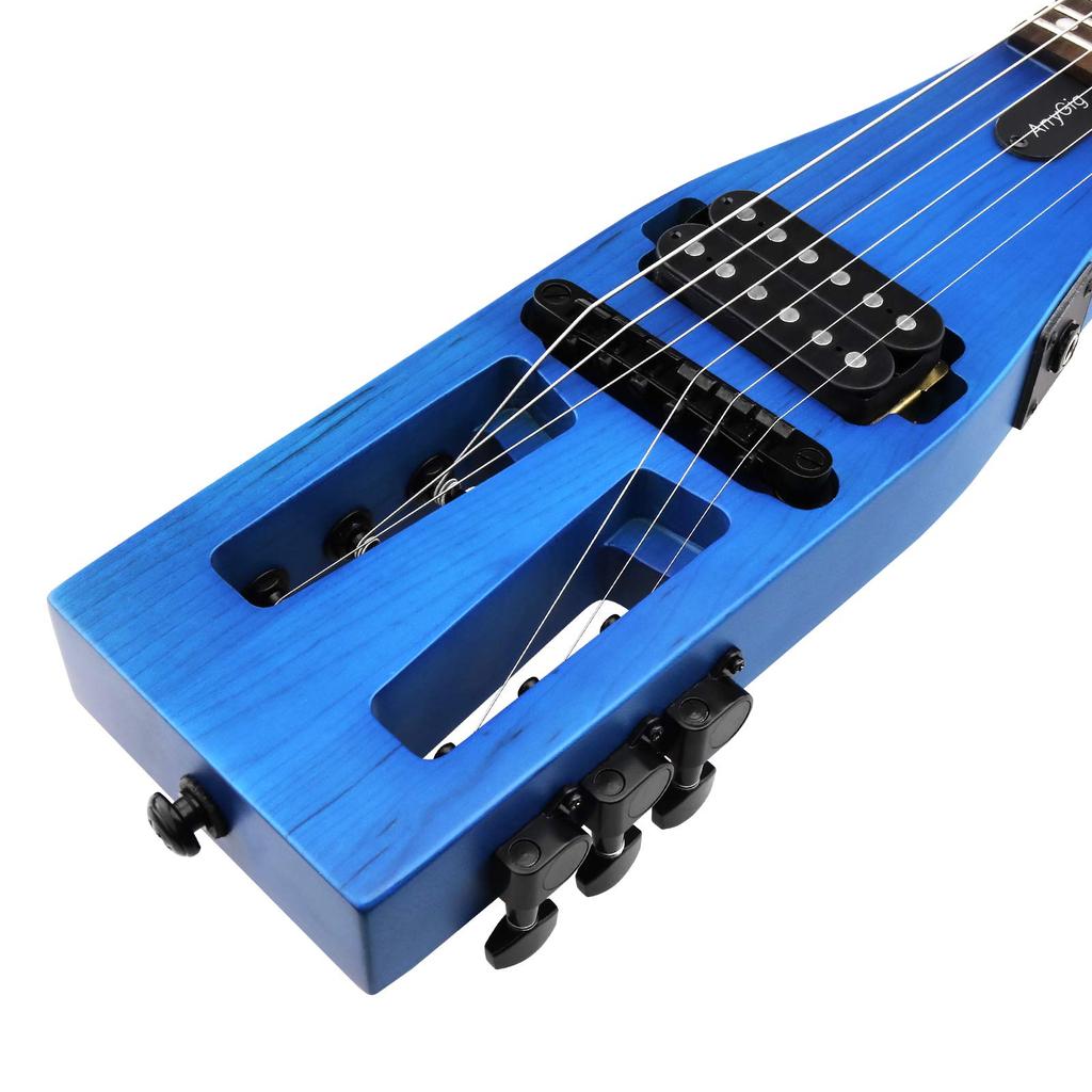 Anygig Portable Travel Electric Guitar, 82cm, 1.6kg, Blue, 25.5" Full-Scale, Right-Handed, with Gig Bag