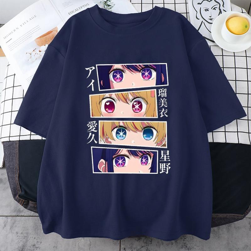 New Anime Eyes Graphic Print T Shirt Women Summer Casual Round Neck Loose Tees Streetwear Fashion Anime Harajuku T-shirts
