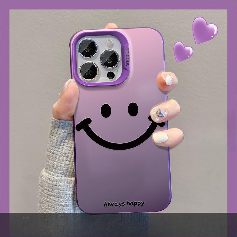 

Подходит для Apple 14promax Чехол для мобильного телефона Iphone15 Simple Smiley Face Bracket 13/12/11 Цвет серебристый матовый XR iPhone 6s Plus