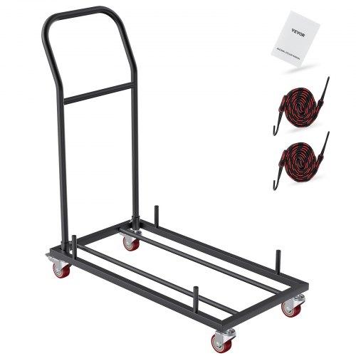 VEVOR Folding Chair Dolly, Iron Commercial Cart with 12 Chairs Capacity, Folding Chairs Rack Trolley with 4 Casters
