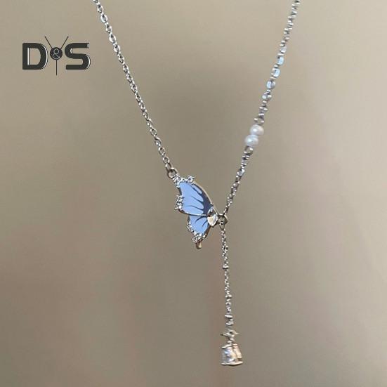 Dame Halskjede Kobber Sommerfugl Anheng Dusk Cubic Zirconia Elektrobelagt Justerbar Lengde Ball Party Halskjede Hals Smykker