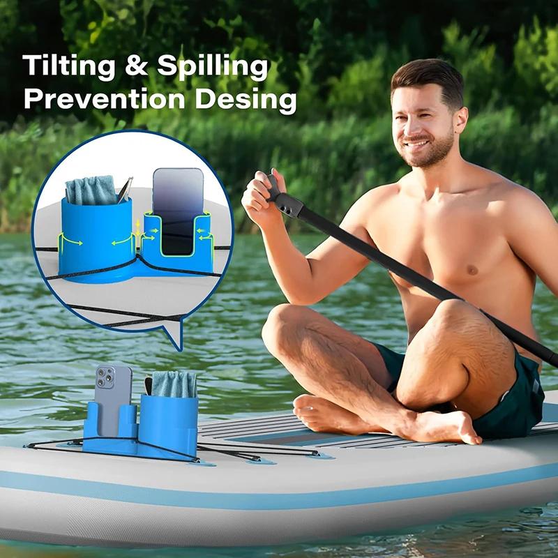 Universal Sup Water Bottle And Phone Holder 2 In 1 Silicone Cup Holder And Phone Mount For Paddle Board Kayak And Canoe