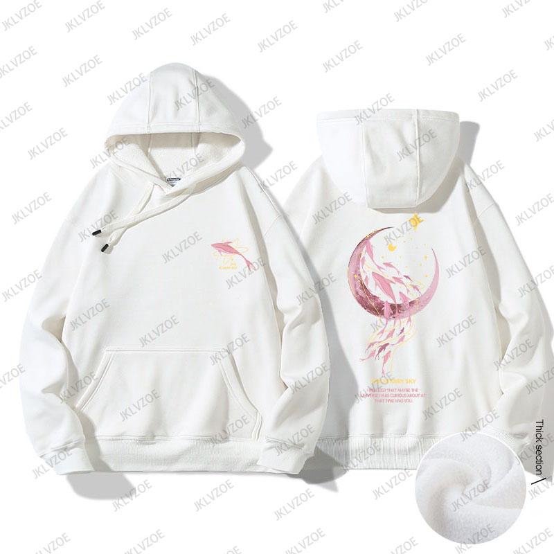 2024 New Korea Spring Autumn Women's  Hoodie Whale Print Designer Long Sleeved Sports Sweater Hoodie Unisex Oversized Clothes