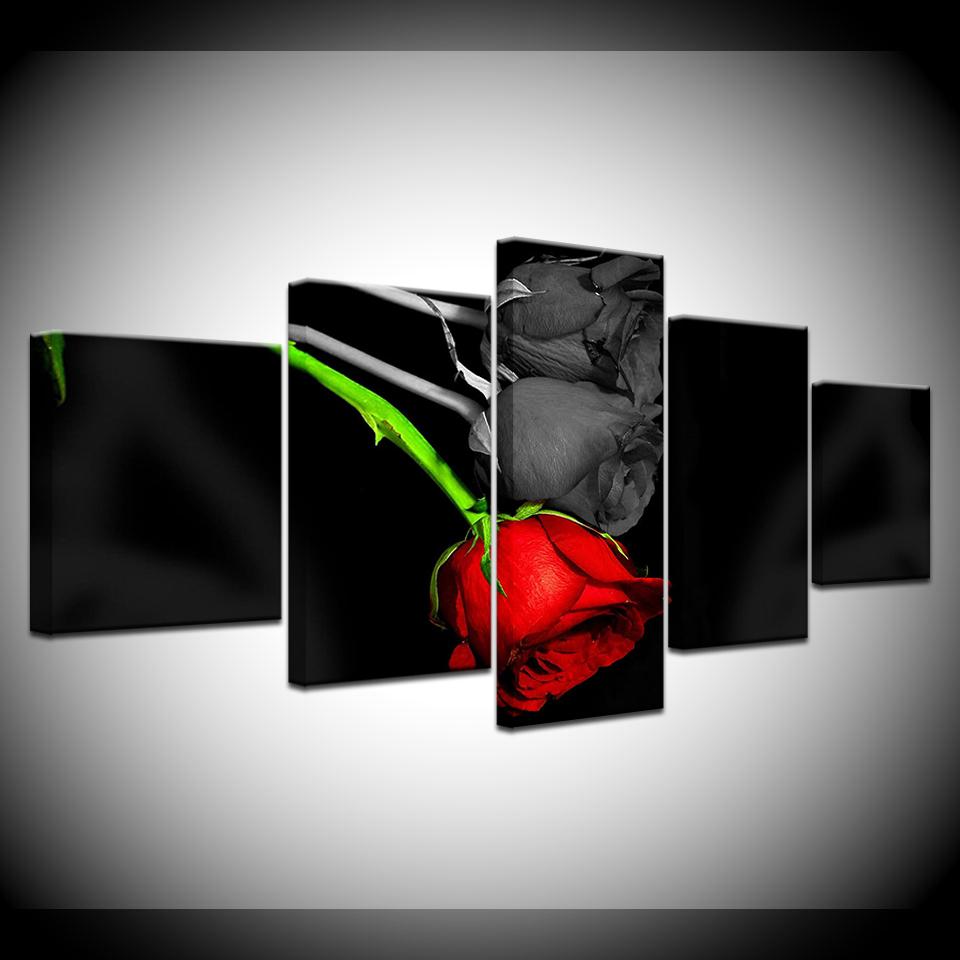Most beautiful rose flowers 5 Piece Canvas Wallpapers modern Poster Modular art painting for Living Room Home Decor