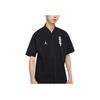 Jordan FW22 Solid Color Logo Print Zip-Up Short Sleeve Shirt Men Tops Black DR2173-010