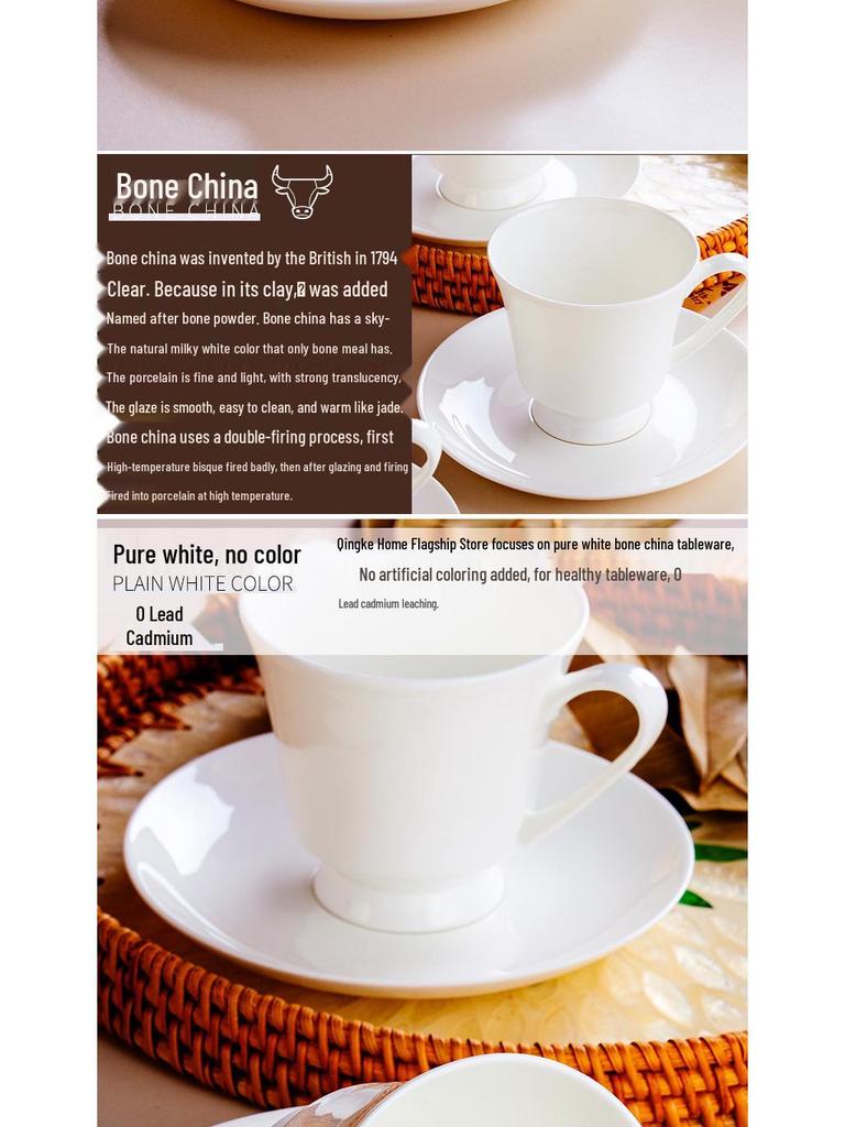 White Bone China Ceramic Latte & Tea Cup