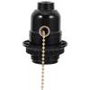 E27 Screw Lamp Base with Pull Chain Holder for Light Bulb Pendant Socket Fixture Black Metal Ring Thread Adapter Reliable Use