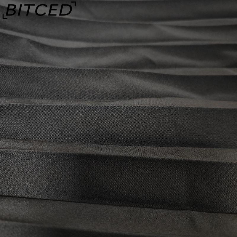 BITCED Herbst Damen Elegantes Mode O-Ausschnitt Ärmelloses Plissee Maxikleid