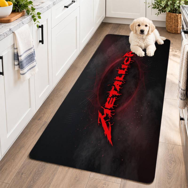 Flannel Kitchen Mat Metallica Soft Area Rug Non Slip Floor Carpet Home Decoration