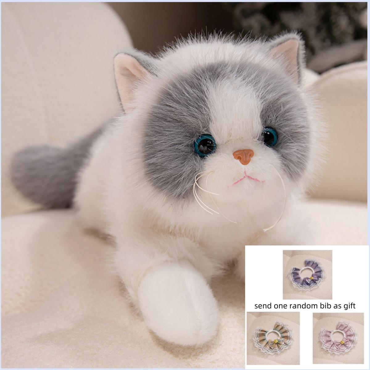 

Lifelike Fuzzy Black Cat Plush Toysets Realistic Fluffy Lying Cat Stuffed Animal Birthday Celebration Xmas Holiday Gifts 50cm no sound