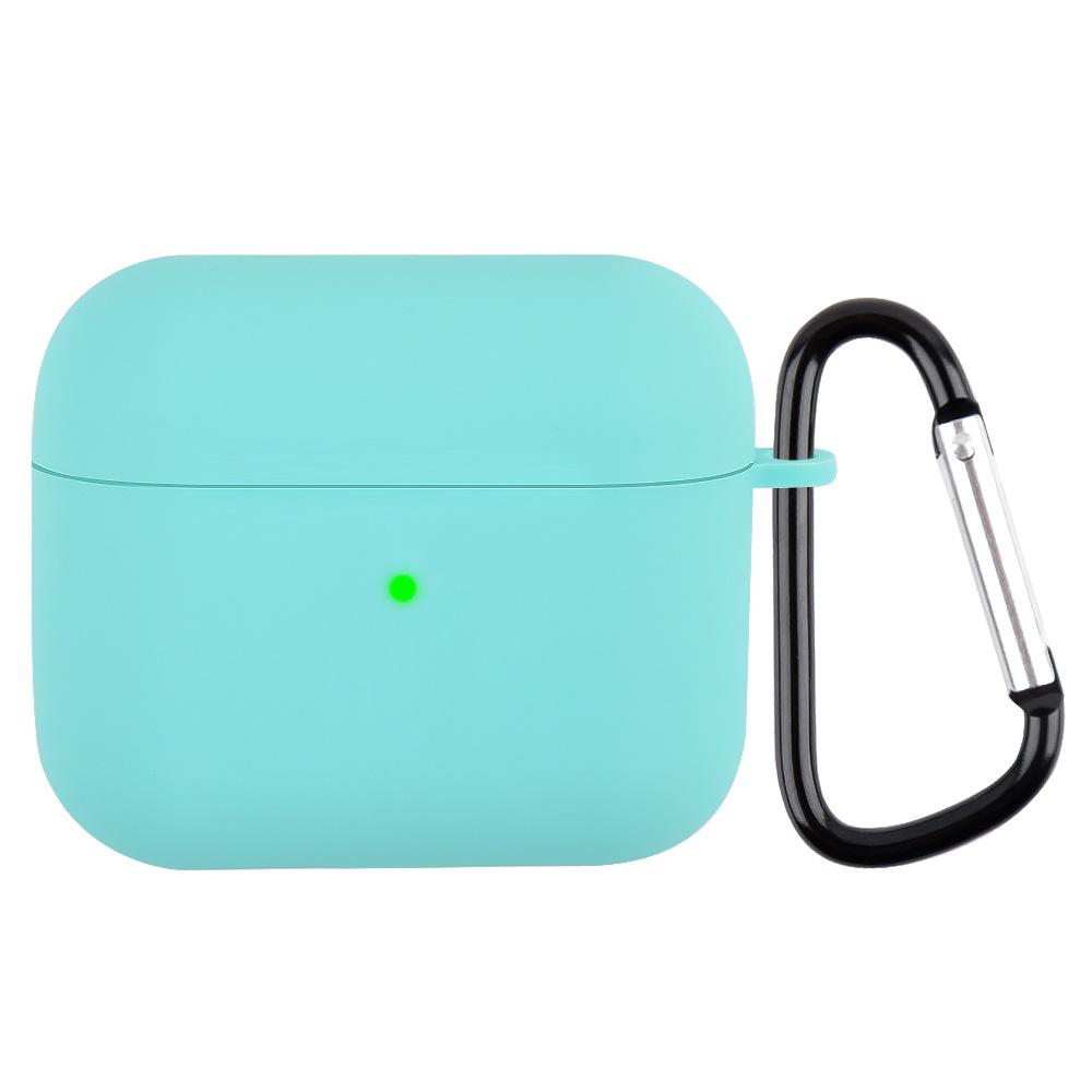 Suitable for AirPods 3 Silicone Solid Color Buckle Earphone Cover Anti-drop Non-slip Protective Cover Portable Soft Case