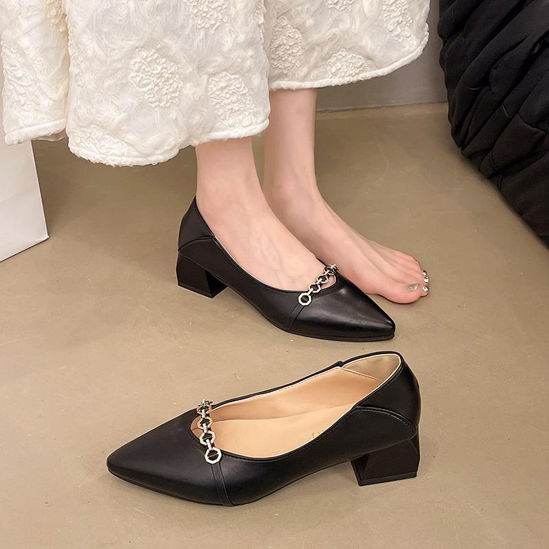 

Fashion Women s Summer Footwear Shoes for Woman 2025 New with Medium Heels Pointed Toe on Sale Offer Wholesale Stylish 35 чёрный