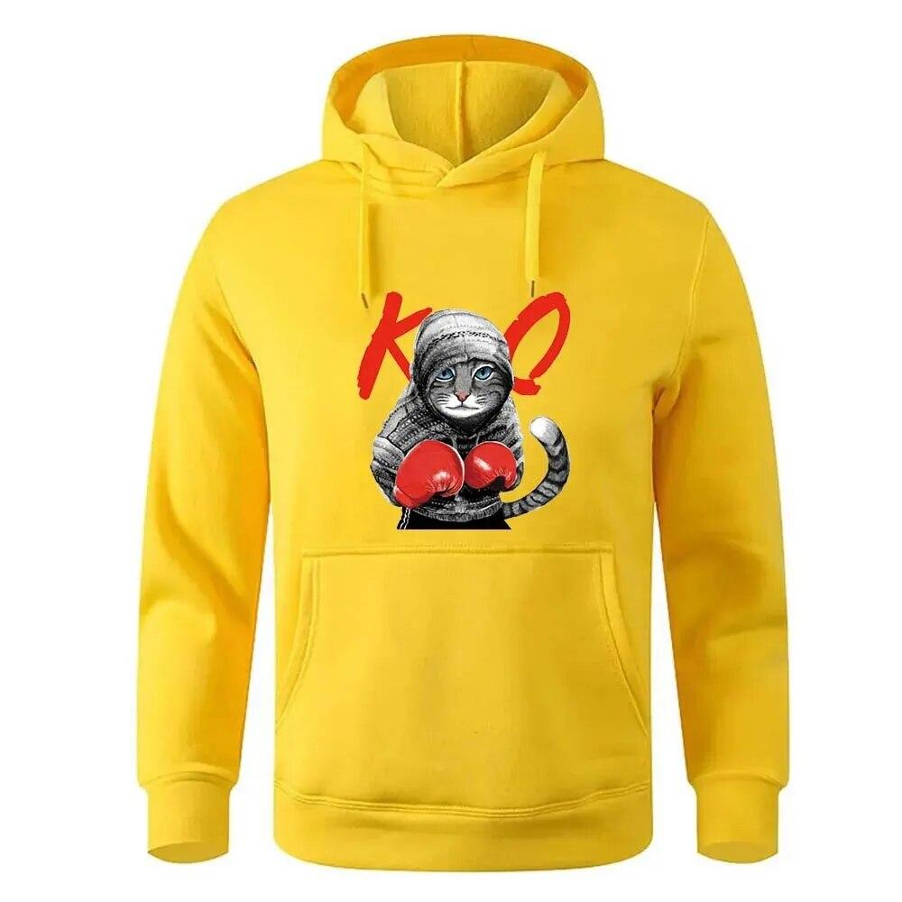 

Осенние толстовки с принтом кота для бокса, женские модные толстовки унисекс, пуловеры с капюшоном с длинными рукавами, спортивные костюмы, одежда унисекс XL