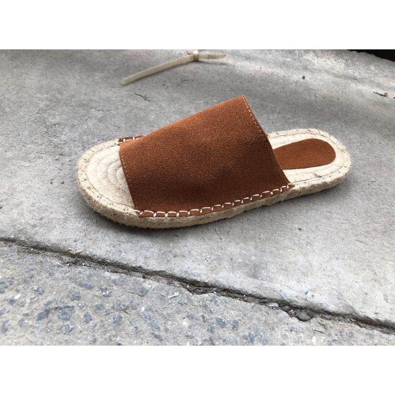 Wish Large Size Stitched Fisherman Casual Flat Bottom Slippers Straw Hemp Rope Bottom One-Word Slippers