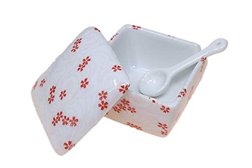 Sakura Uzu Condiment Made In with Condiment Container for Commercial ACSWEBSHOP Sakura Container, Japan, Ceramic, Spoon, Ichimi, Salt, Sansho,