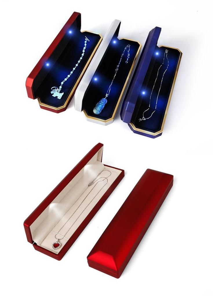 LED Light Lacquer Jewelry Box for Pendants, Bracelets, Rings, Charms, Bangles, Diamonds, Necklaces, and Couple Rings.