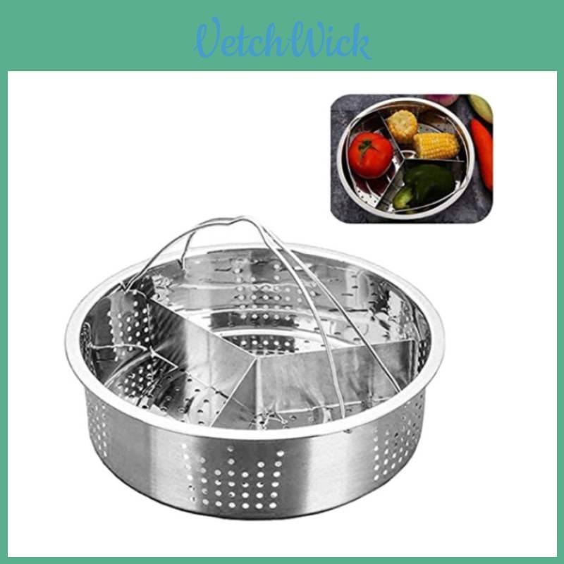 Stainless Steel Steaming Rack With Dividers For Rice Cooker And Microwave Cooking