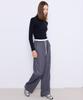 MANAVIS7 Striped Elastic Pants [Ash]