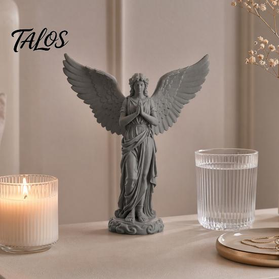 Shelf Angel Figurine 3D Printed Praying Figurine, Retro Guardian Angle Statue, Winged Women Decoration Artistic for Home Office, Housewarming
