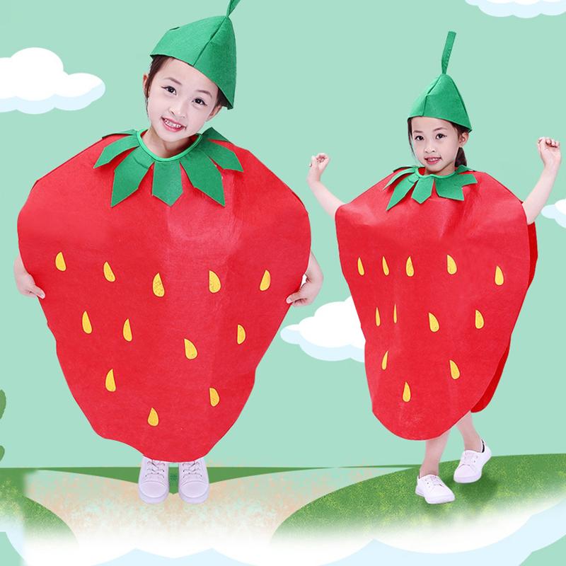1Set Children Cosplay Fruit Veggie Costume Funny Holiday Party Cute Clothes Suit Children Performance Overclothes Stage Costume