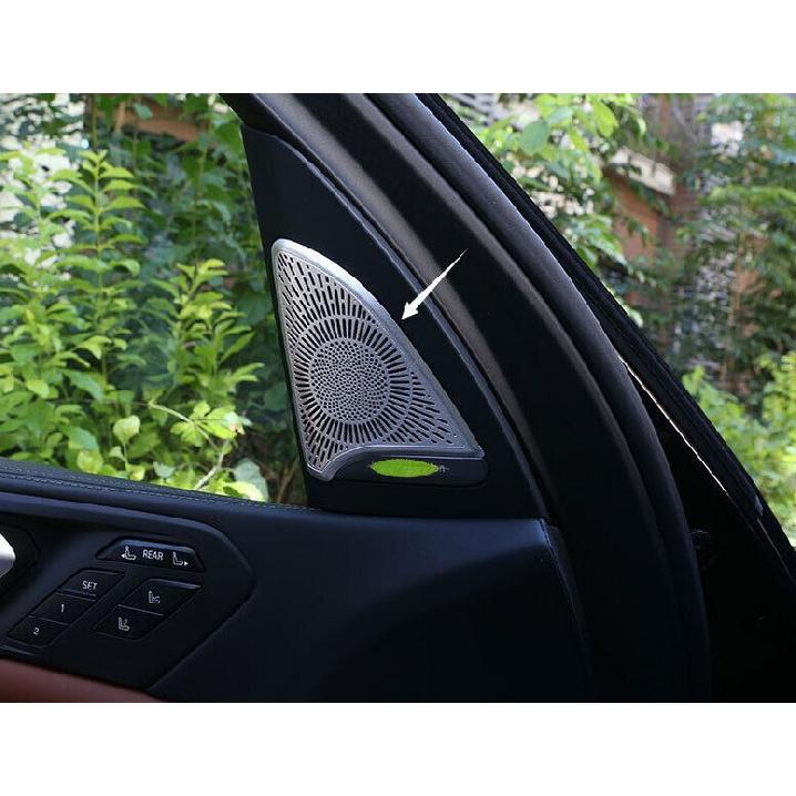 Cover Trim 2PCS A-Pillar Speaker Frame For BMW X5 G05 Silver Aluminum 2019-2022