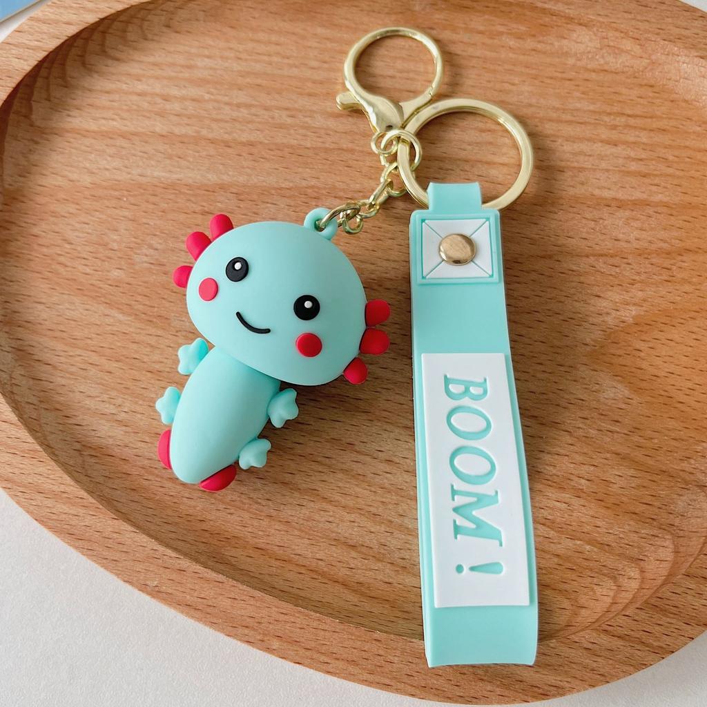 Kawaii Axolotl Keychain Animal Pendant Hexagonal Dinosaur Simulation Key Ring