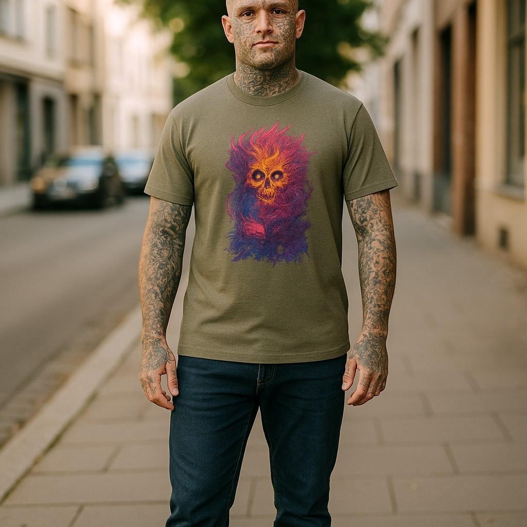Vibrant Skull Graphic Tee Unisex Heavy Cotton Shirt Halloween Apparel Spooky Tee 3XL