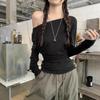 Women's Bottoming Top Design Off-the-shoulder Long-sleeved T-shirt