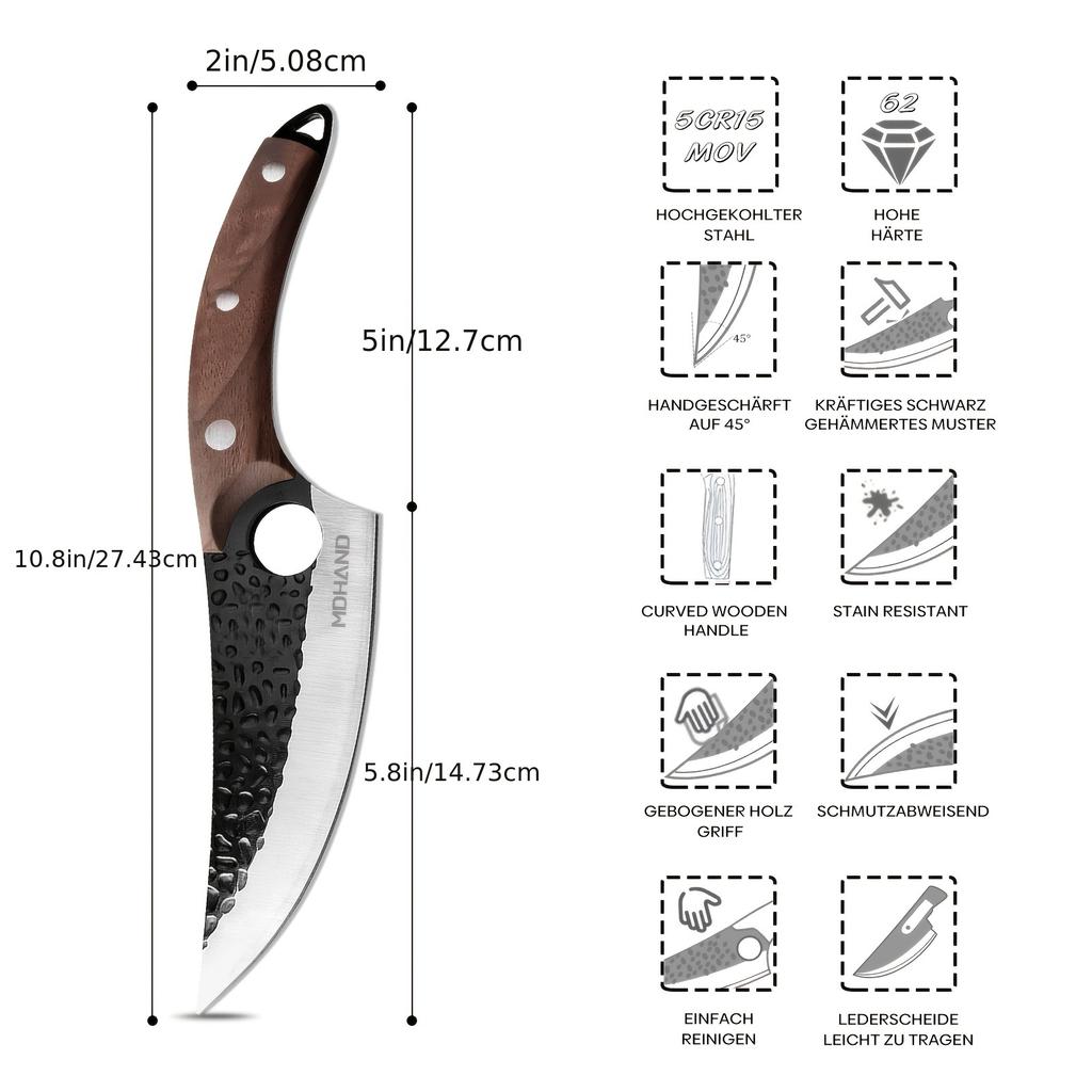 5.8 Edelstahl Kochmesser, Fleischerbeil, Geeignet für Familienküchen, Hotelküchen, Restaurants, Camping, Outdoor, Barbecue