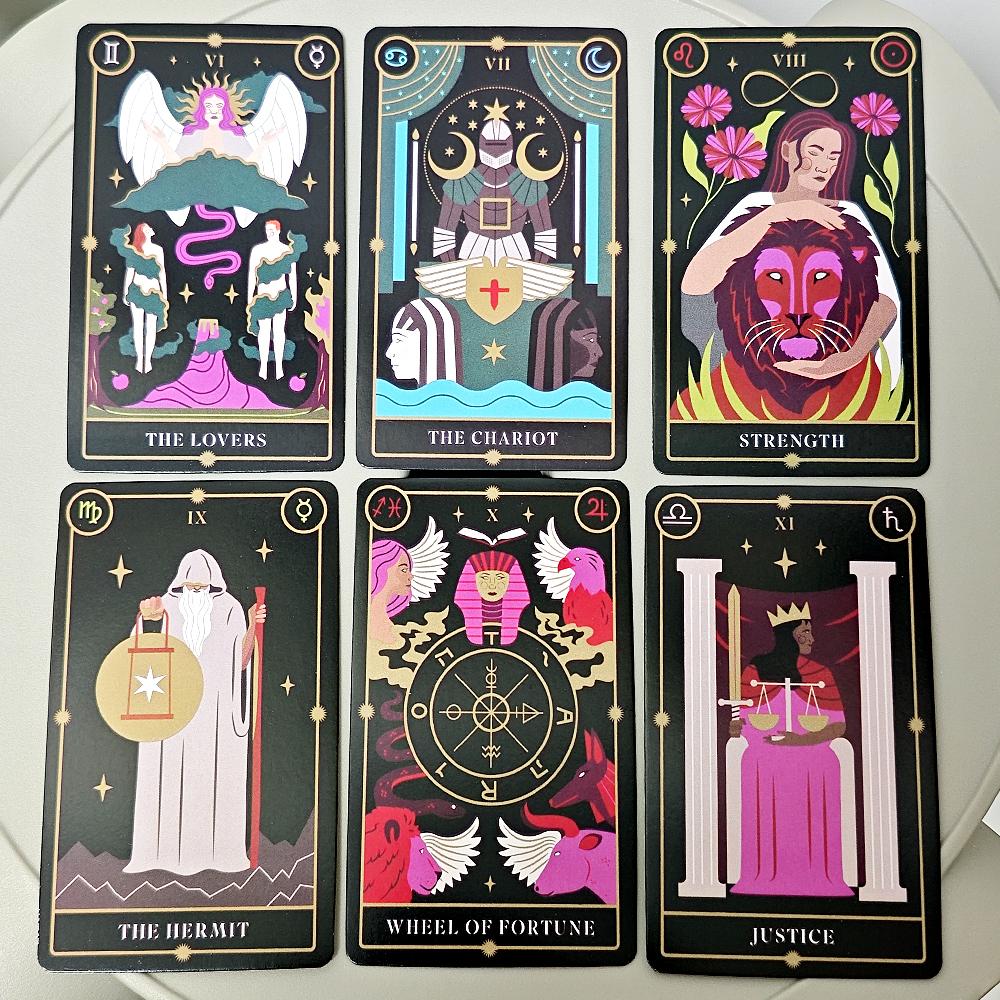 10,3*6 cm The Witch of The Forest's Tarot Magick Deck: 78 kort med guidebok for nybegynnere, forgylt svarte kanter