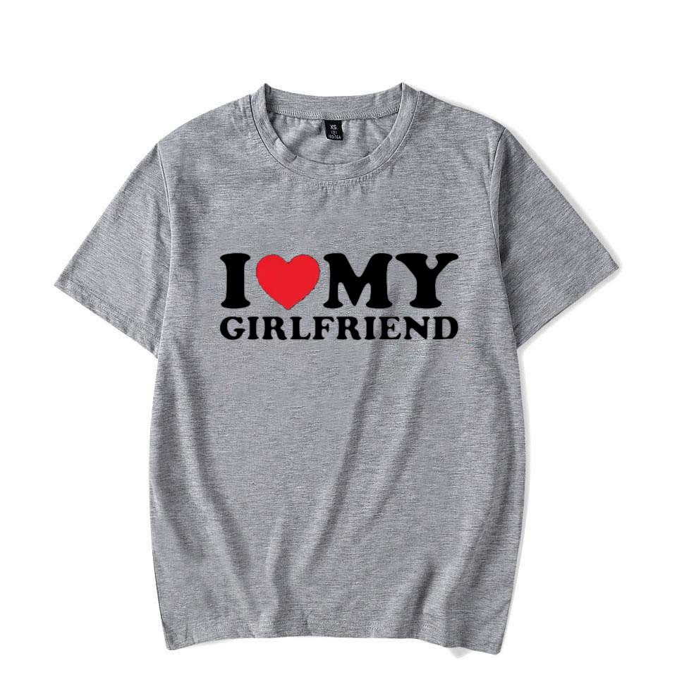 I Love My Girlfriend Print T Shirt Tees For Men Casual Loose Jogging Short Sleeve T Shirt For Summer Spring Summer Sport Tops