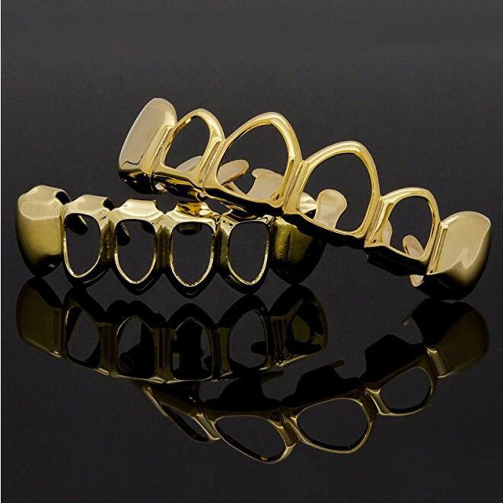 S925 Sterling Silver Hip Hop Teeth Grillz for Teeth Fashion Top Bottom Hollow Tooth Dental Grills for Unisex Jewelry Party Gifts