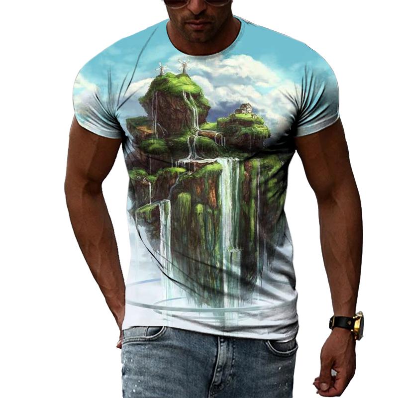 Letní módní trend Přírodní scenérie trička s grafikou Pro muže Neformální Krajina Vzor Tisk 3D Tričko s výstřihem do O Krátký rukáv Top