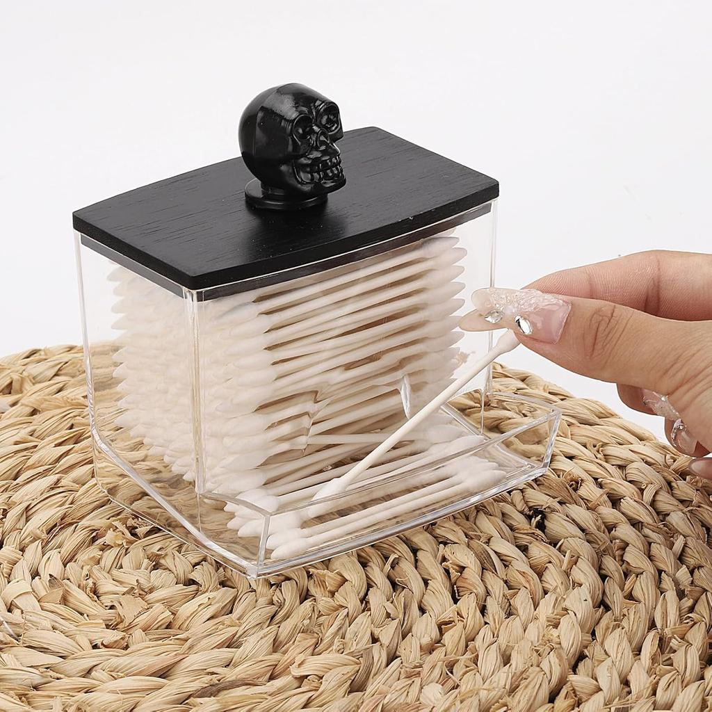 Qtip Holder Dispenser Clear Bathroom Organizer Accessories Decor Halloween for Storage-Qtips Cotton Ball Holder, Cotton Swabs