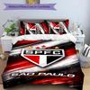 3 adet São Paulo FC logo desenli nevresim takımı yorgan kılıfı takımı yorgan kılıfı ve yastık kılıfları içerir, her mevsim yatak odası dekorasyonu ve hediye için mükemmel