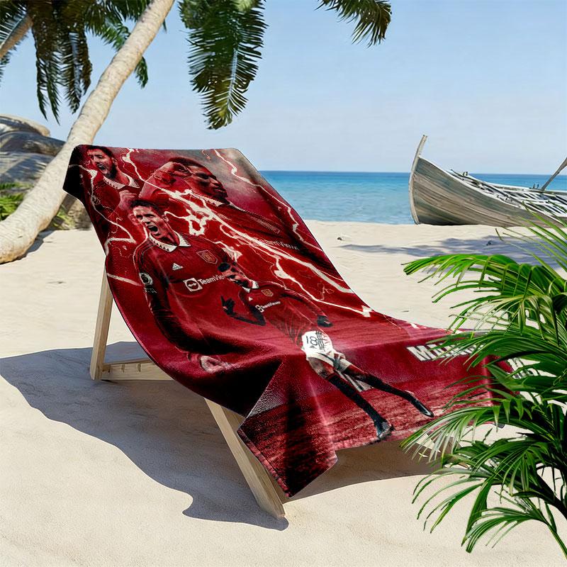 ManUtd Print Beach Towel, Large Soft Quick Dry Towel for Beach Camping Swimming
