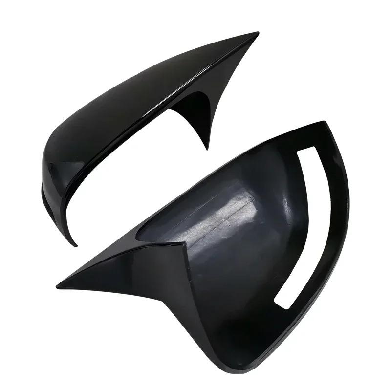 Horn-Shaped Glossy Black Rearview Mirror Covers for 2012-2015 Honda Civic 9th Gen - Adhesive Mod