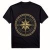 Goldene slawische Schutzrunen Kompass Design T-Shirt 100% Baumwolle Rundhalsausschnitt Kurzarm Sommer Freizeit Herren T-Shirt Streetwear