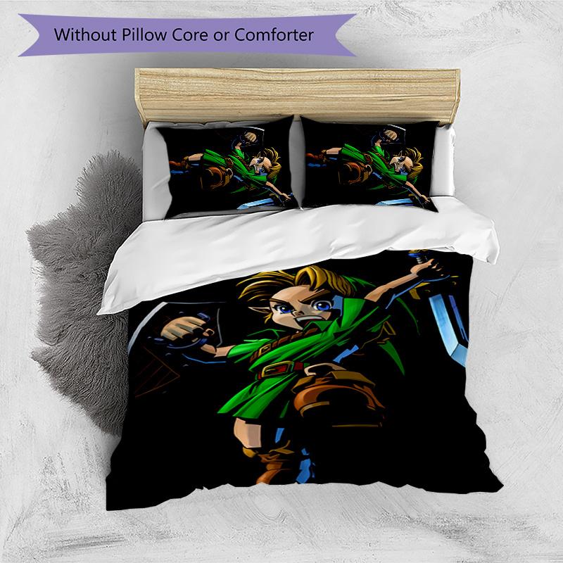 3pcs Cartoon Z-Zeldas pattern bedding set duvet cover set includes duvet cover &pillowcases, perfect all season bedroom decoration & gift