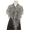 sequined fringed triangle scarf, bride and bridesmaid sequined shawl, dinner cheongsam party shawl
