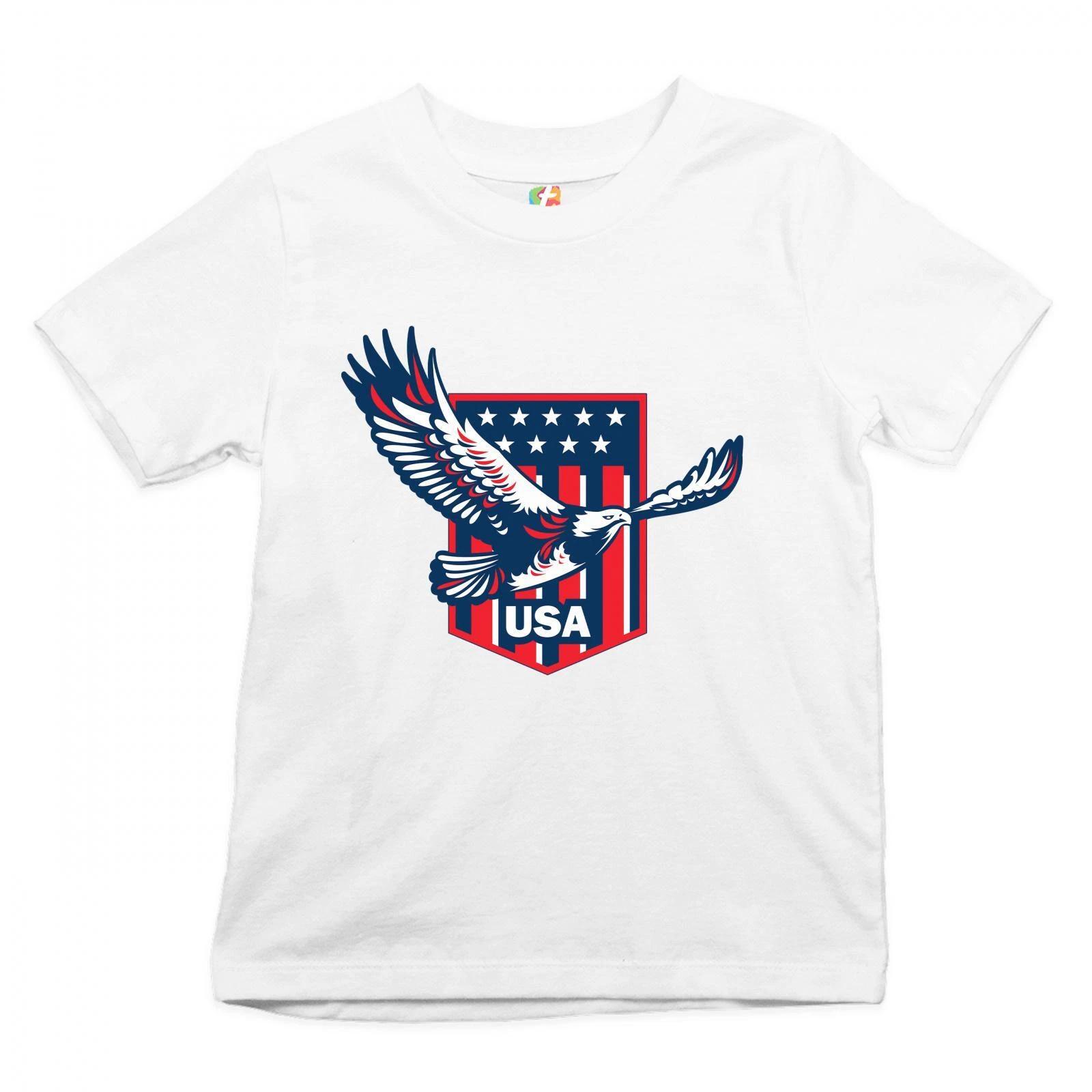USA Bald Eagle Youth kids boys T-Shirt Stars and Stripes Shield 4th of July Kids 130