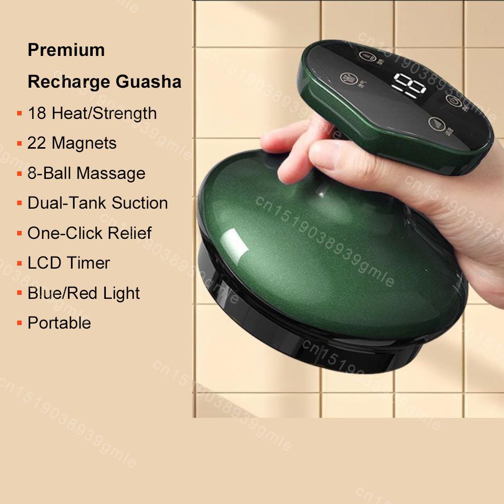

Электрический вакуумный массажный аппарат для скребкового массажа, снятия усталости, оздоровления, гуаша, нагрева, вакуумная банка, массажер для спины и шеи, уход за здоровьем зелёный