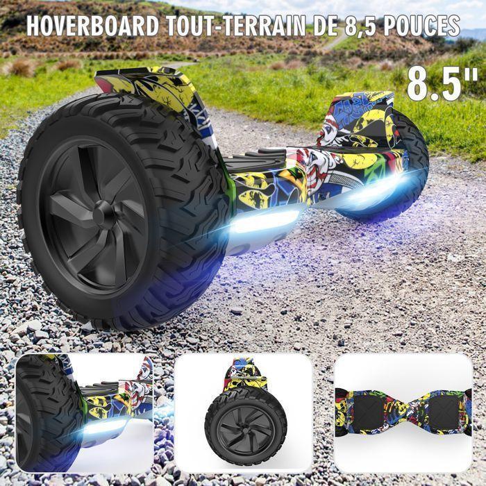 Hoverboard 8,5 pouces Hummer Tout Terrain LED Bluetooth avec Moteur Puissant Cadeau iéal Hip-hop
