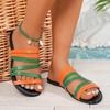 Fashion 2025 Summer Open Toe Women's Slippers Hot Sale Mixed Colors Narrow Band Flat with Sandals Fashion Plus Size Daily Beach Slippers