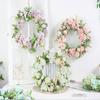 Artificial Front Door Wreath 15.7in Eye Catching Peony Hydrangea Flower Wreath for Home Party Wedding Decor Lake Blue