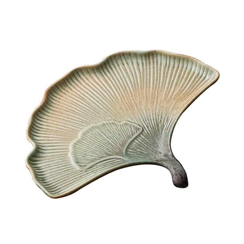 Xiangchong Ceramic Gilded Ginkgo Leaf Serving Plate