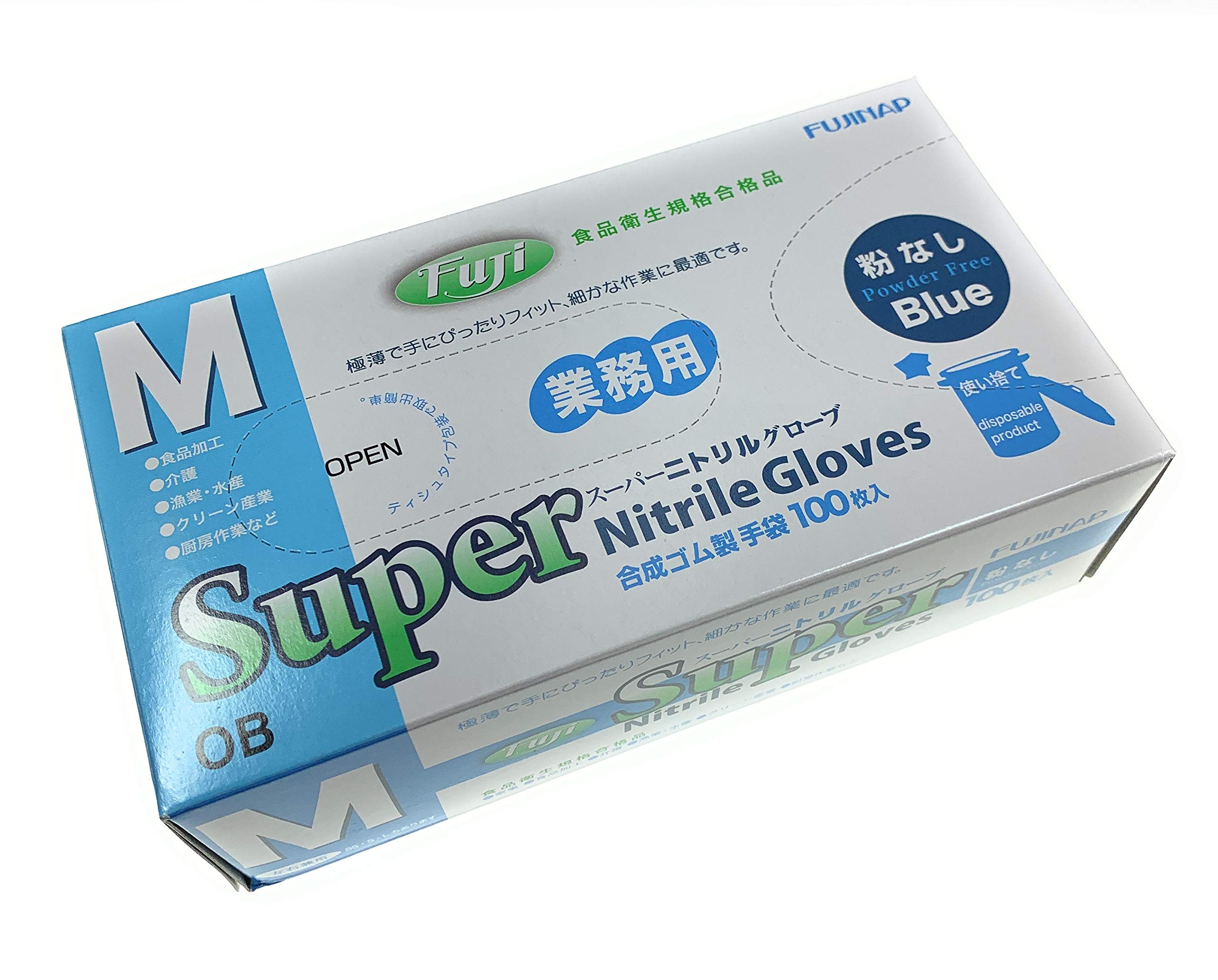 

Перчатки Fuji Super Nitrile Blue без пудры, выбор размера SML 100 шт. (M)
