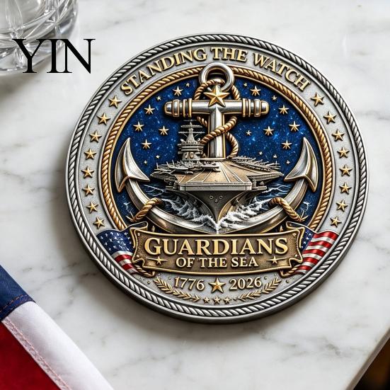 They Stood The Watch Challenge Coin Guardians of Sea Coin, Souvenir Coast Guard Double-sided Engraved Collectible Gift for Navy Veteran Keepsake
