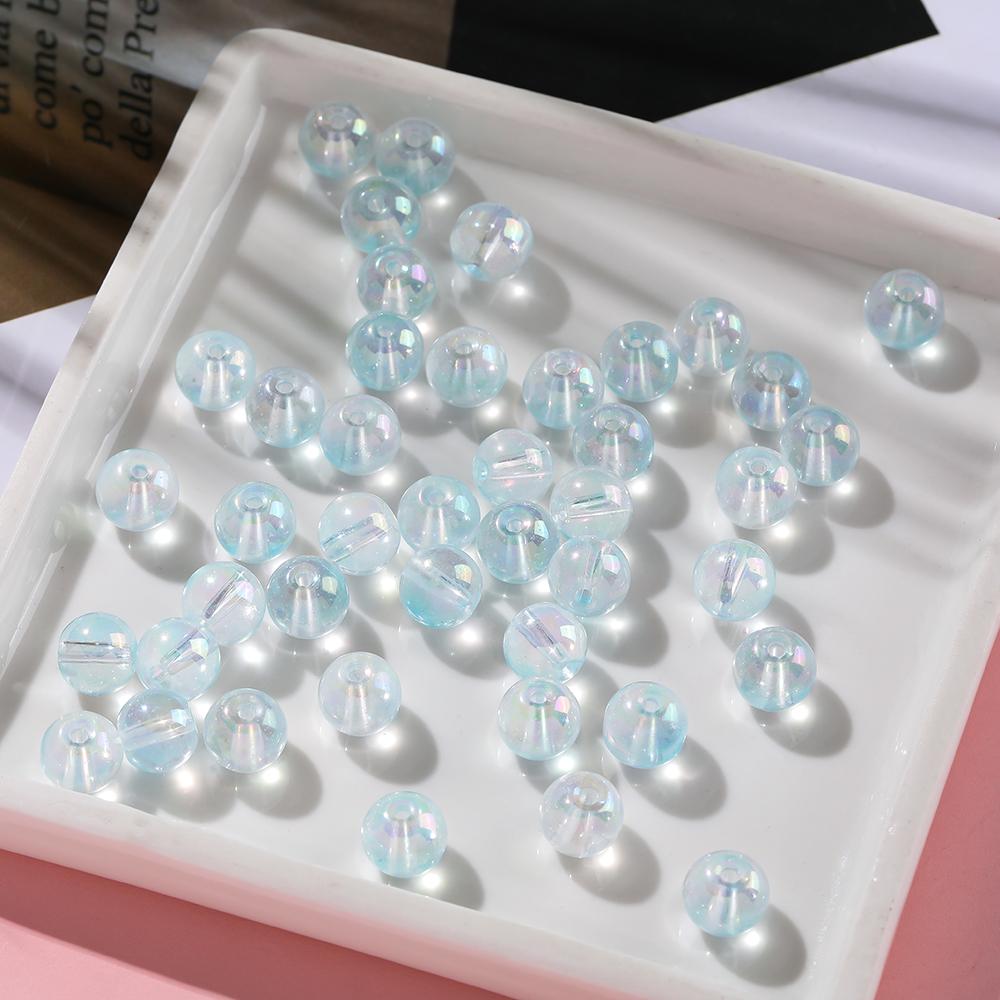 20/50/100pcs 4/6/8mm Colored Transparent Glass Beads Spacer Beads for DIY Earring Necklace Phone Chain Jewelry Making Findings